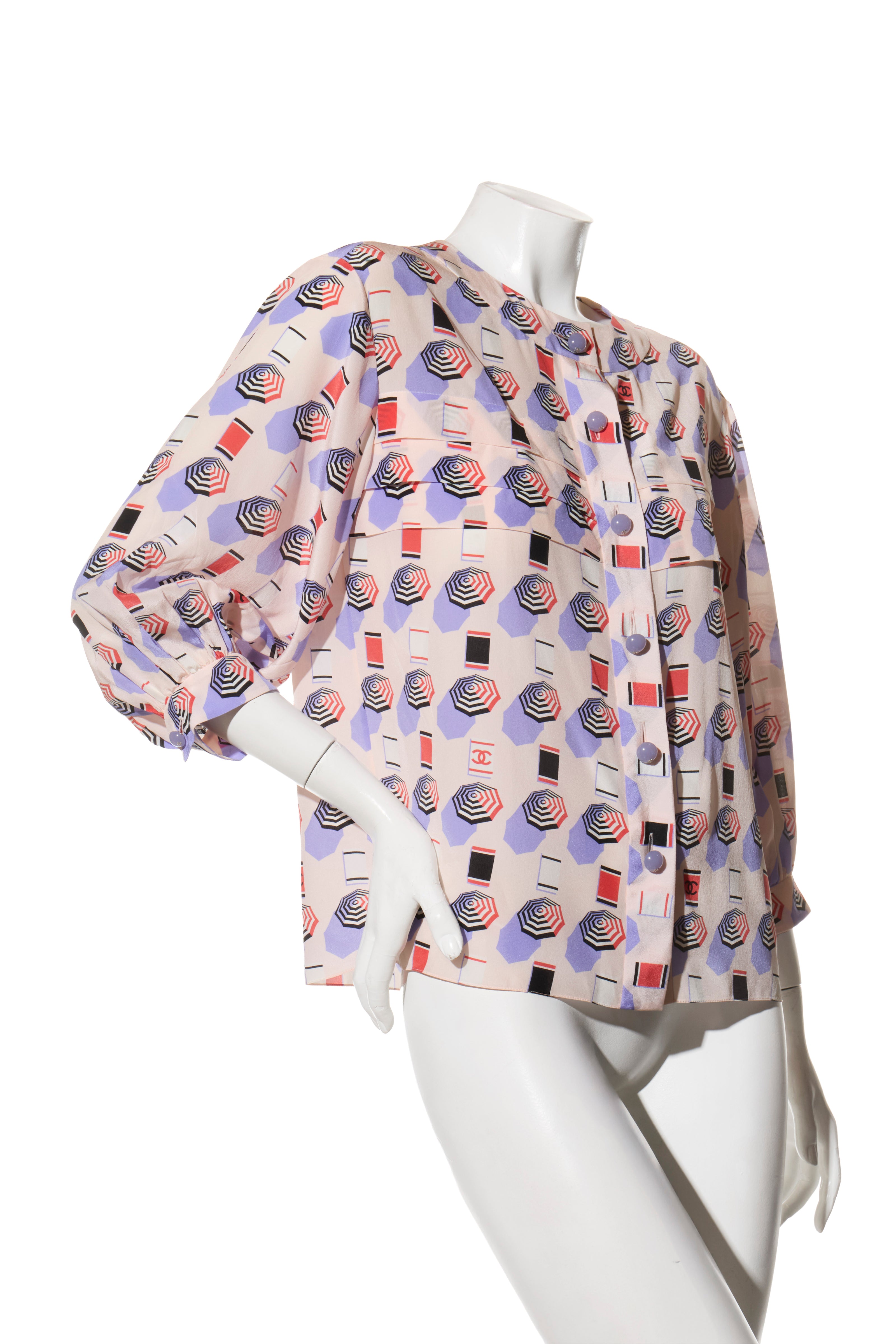 Chanel SS2019 Silk Lipstick Print Blouse & QPants Set FR 38 Runway Documented Collector’s Piece
