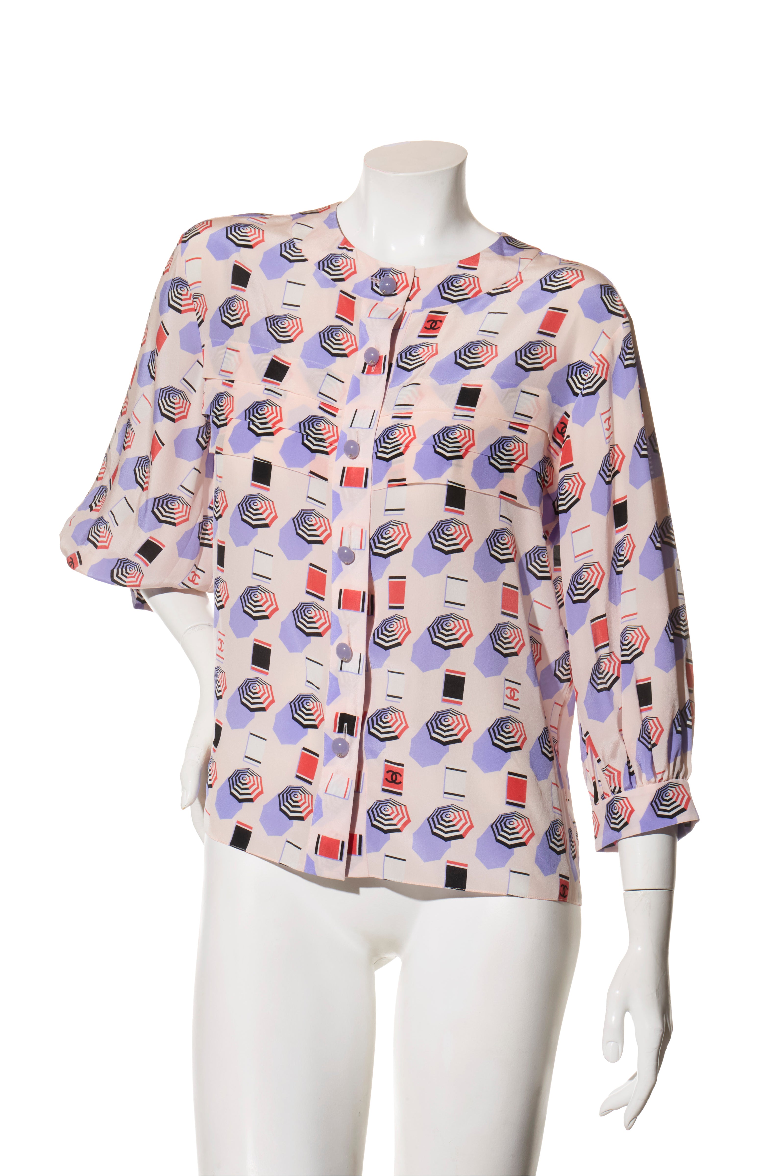 Chanel SS2019 Silk Lipstick Print Blouse & QPants Set FR 38 Runway Documented Collector’s Piece