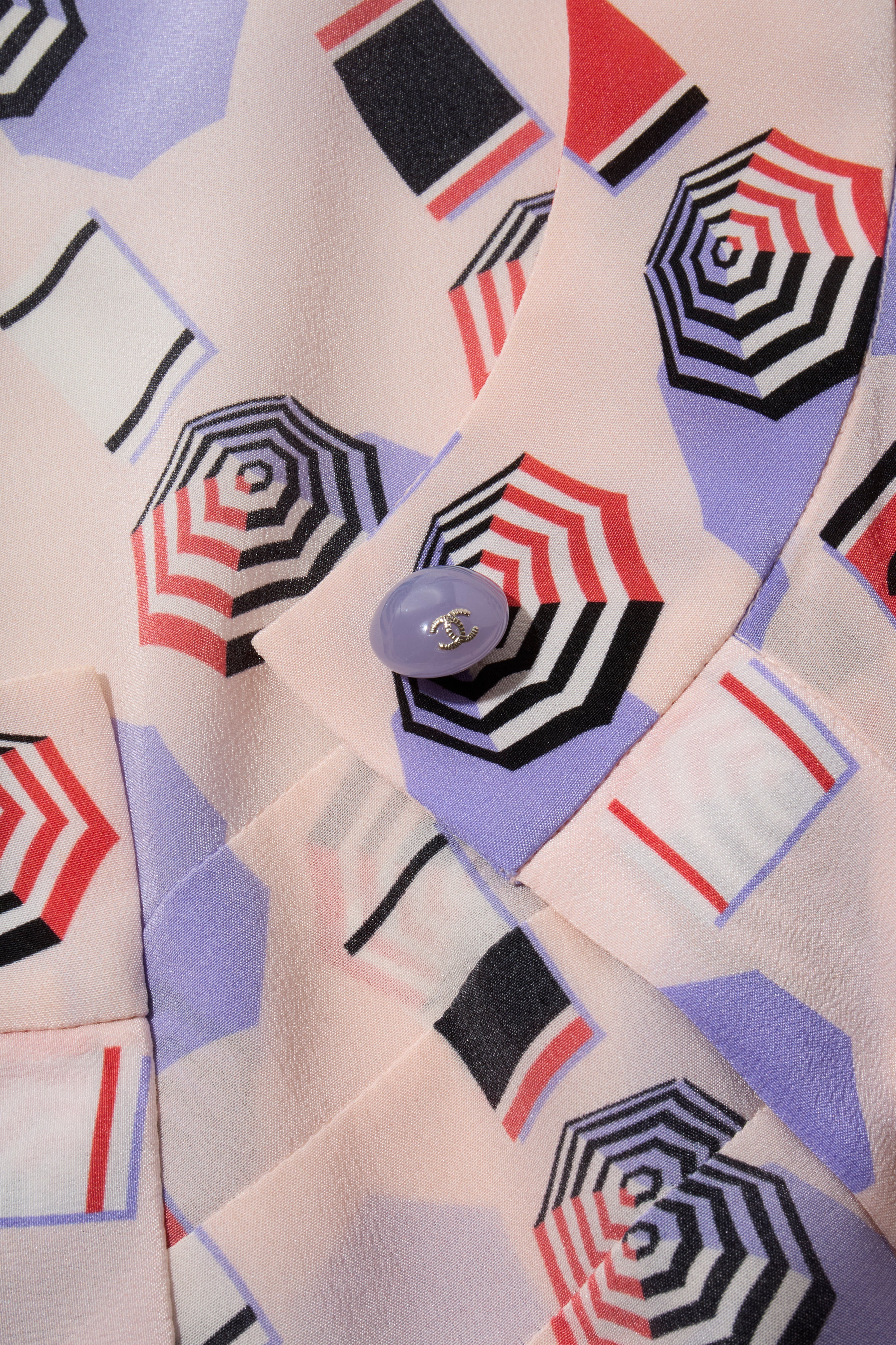 Chanel SS2019 Silk Lipstick Print Blouse & QPants Set FR 38 Runway Documented Collector’s Piece