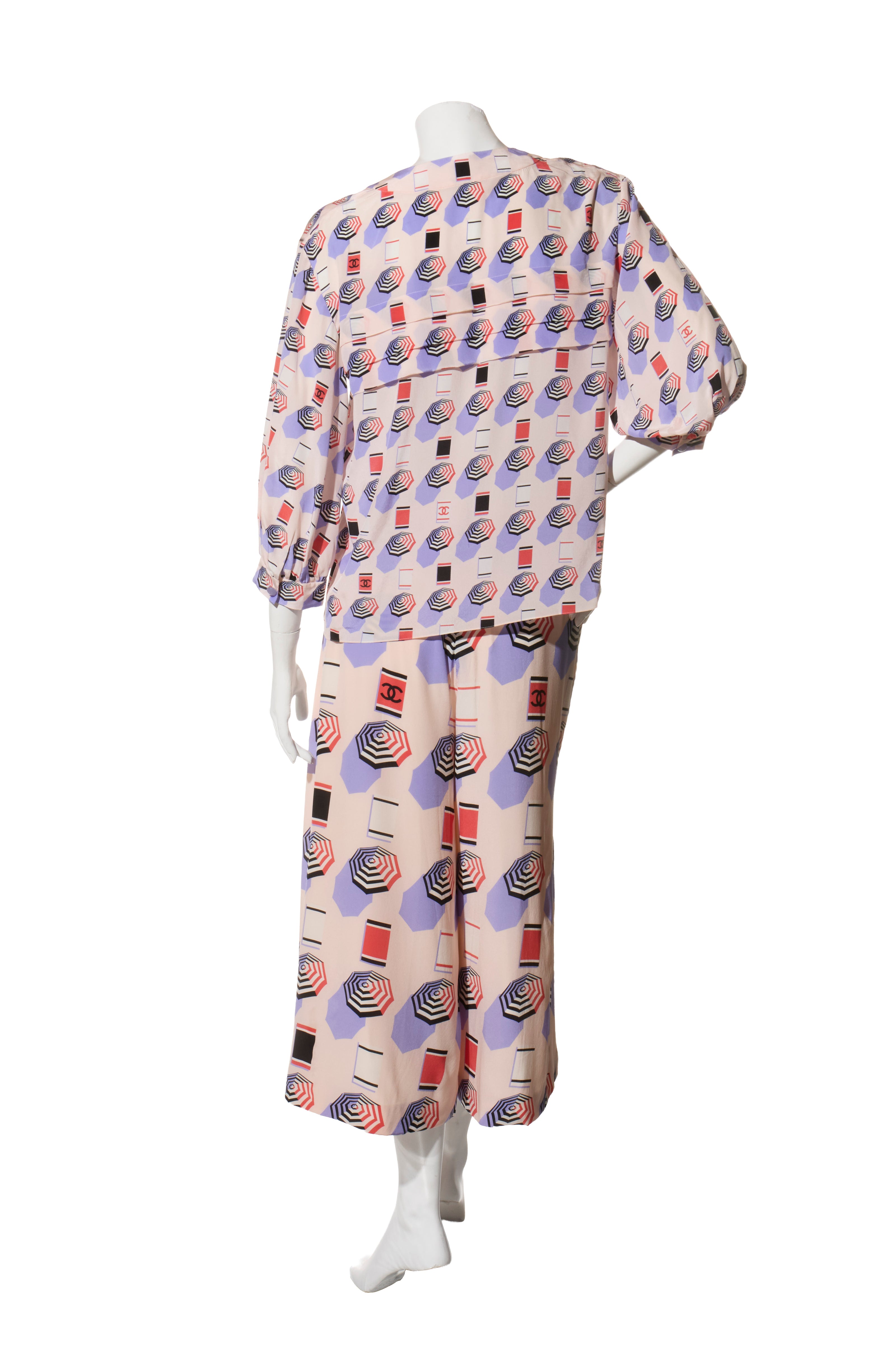 Chanel SS2019 Silk Lipstick Print Blouse & QPants Set FR 38 Runway Documented Collector’s Piece