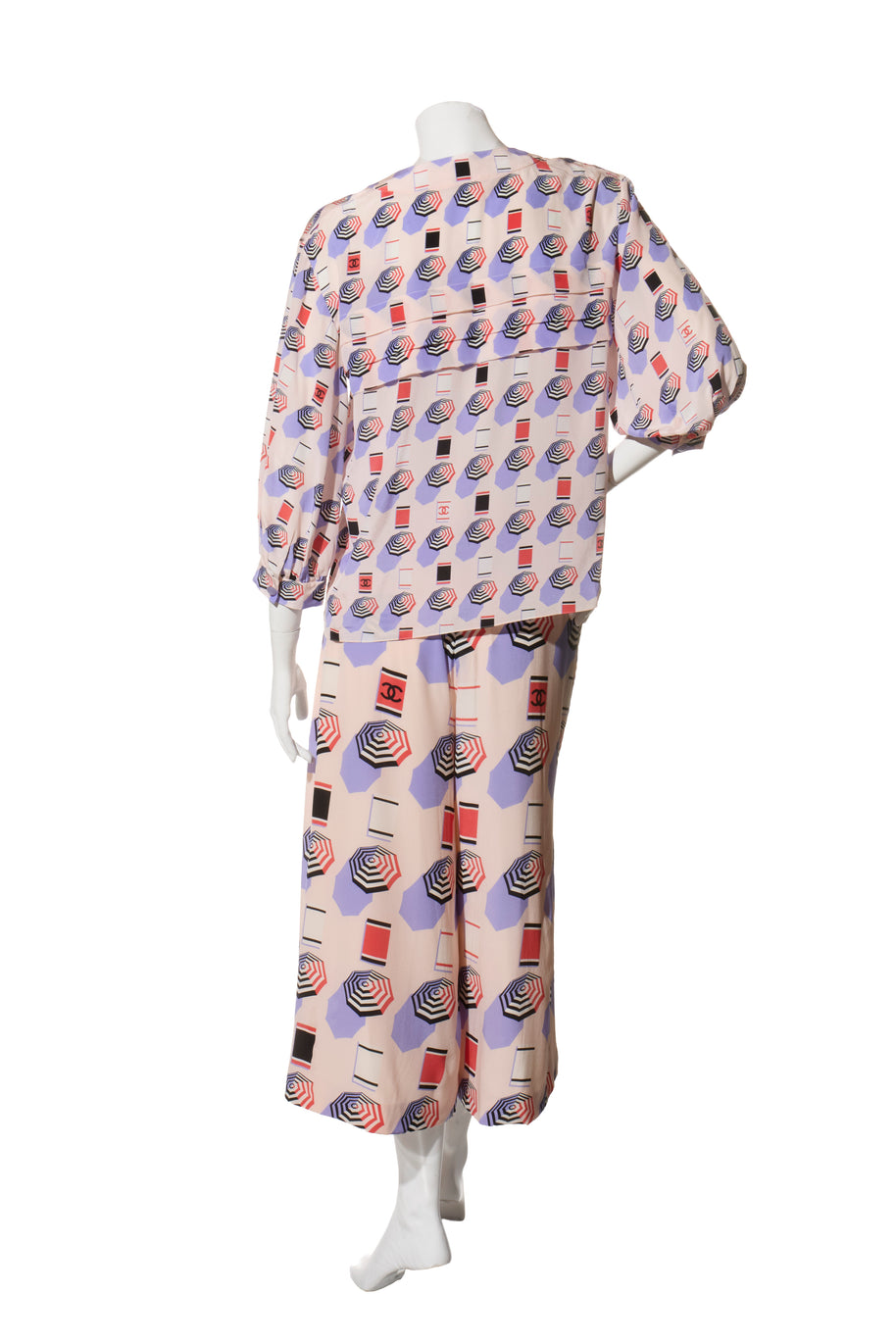 Chanel SS2019 Silk Lipstick Print Blouse & QPants Set FR 38 Runway Documented Collector’s Piece