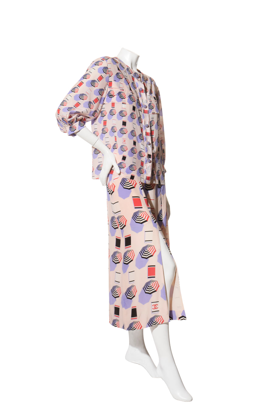 Chanel SS2019 Silk Lipstick Print Blouse & QPants Set FR 38 Runway Documented Collector’s Piece