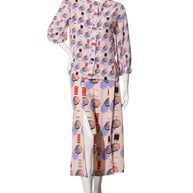 Chanel SS2019 Silk Lipstick Print Blouse & QPants Set FR 38 Runway Documented Collector’s Piece