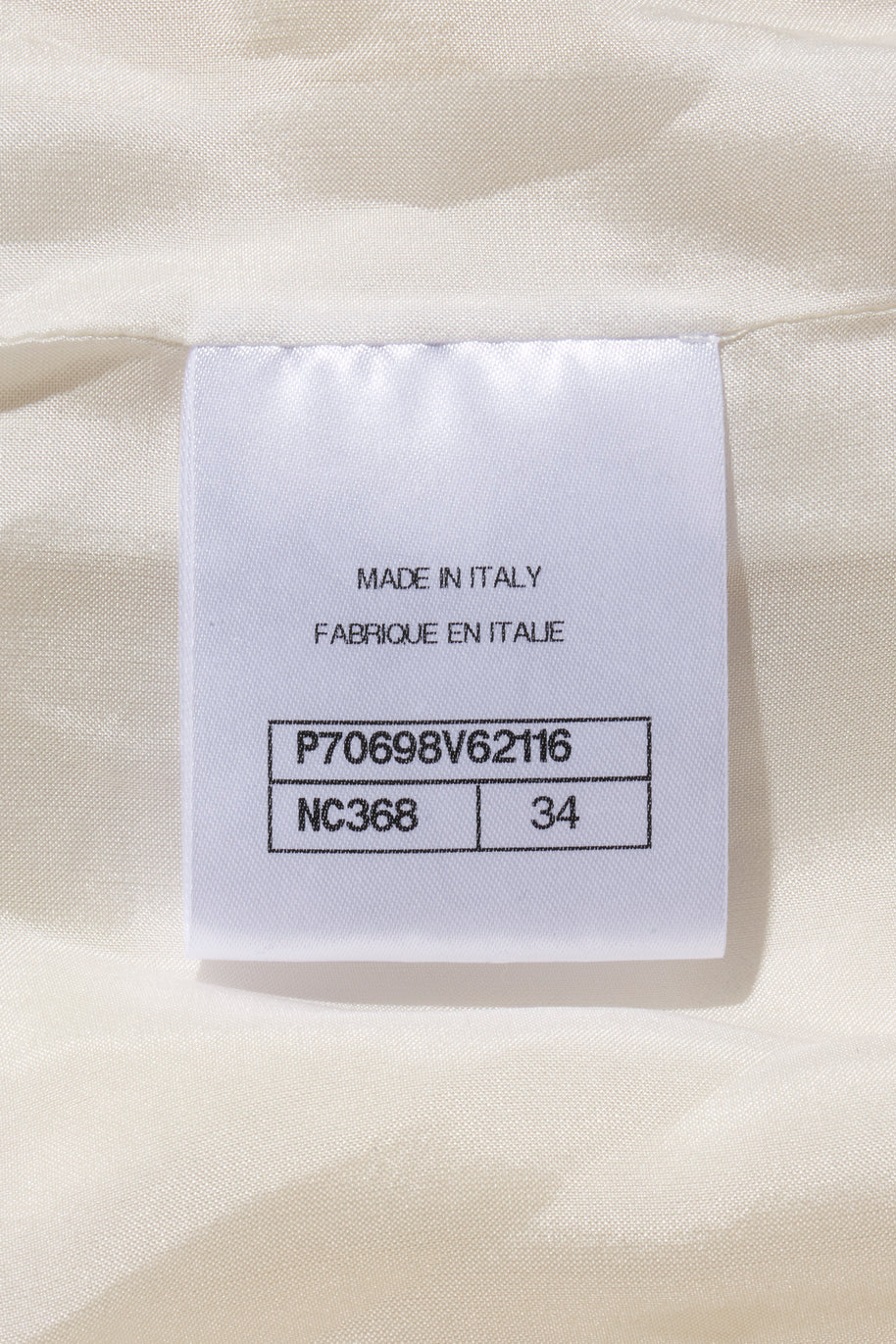 Chanel Satin Bomber Jacket Spring/Summer 2021 Ecru with Black Collar FR 34 NWT