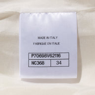 Chanel Satin Bomber Jacket Spring/Summer 2021 Ecru with Black Collar FR 34 NWT