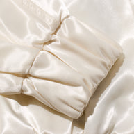 Chanel Satin Bomber Jacket Spring/Summer 2021 Ecru with Black Collar FR 34 NWT