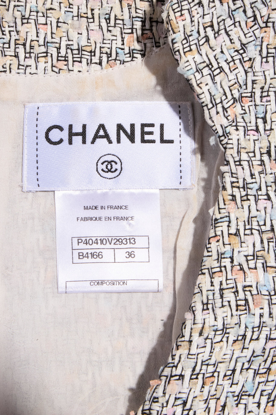 Chanel Spring/Summer 2010 Pastel Tweed Dress & Jacket Set FR 36 / US 4