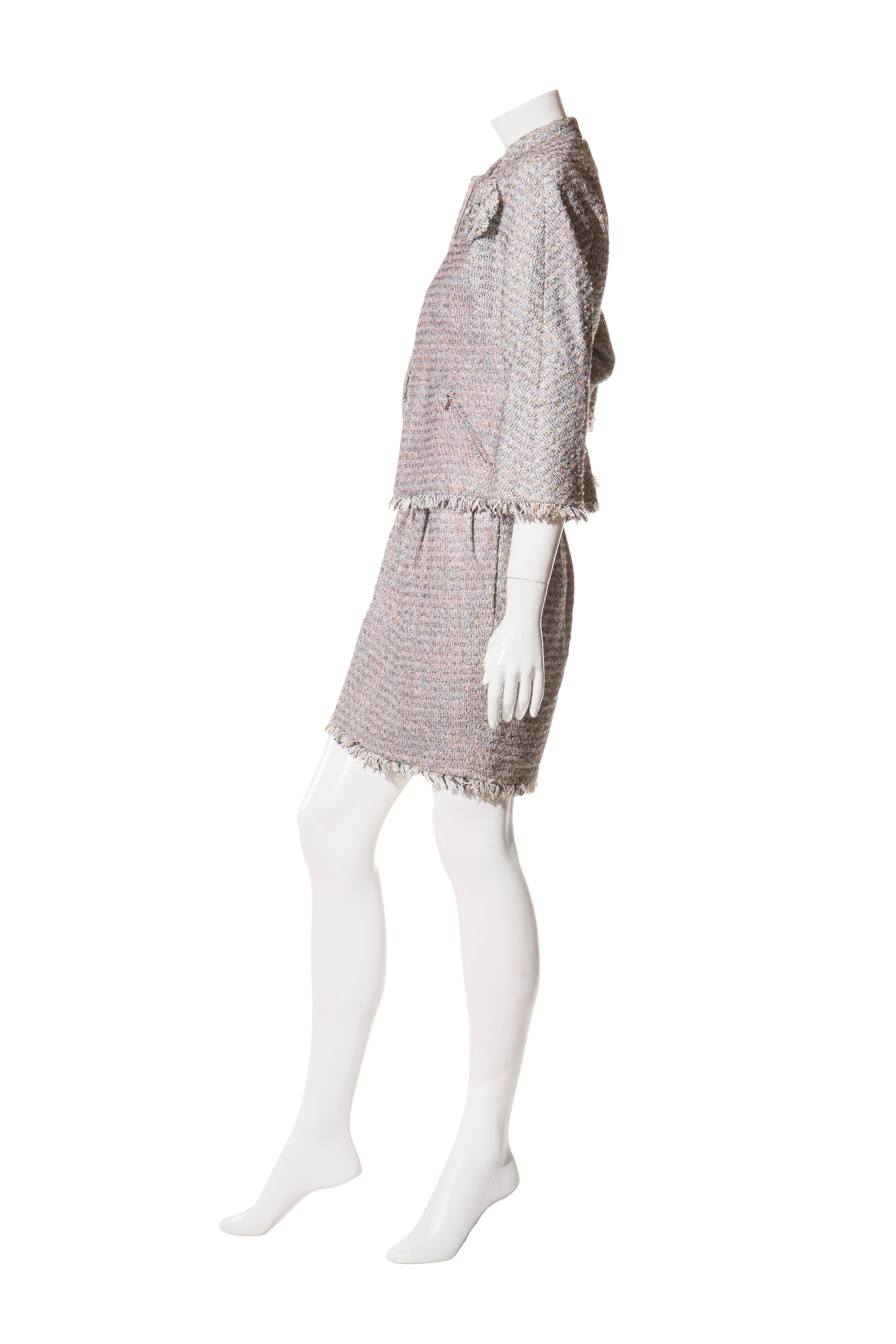 Chanel Spring/Summer 2010 Pastel Tweed Dress & Jacket Set FR 36 / US 4