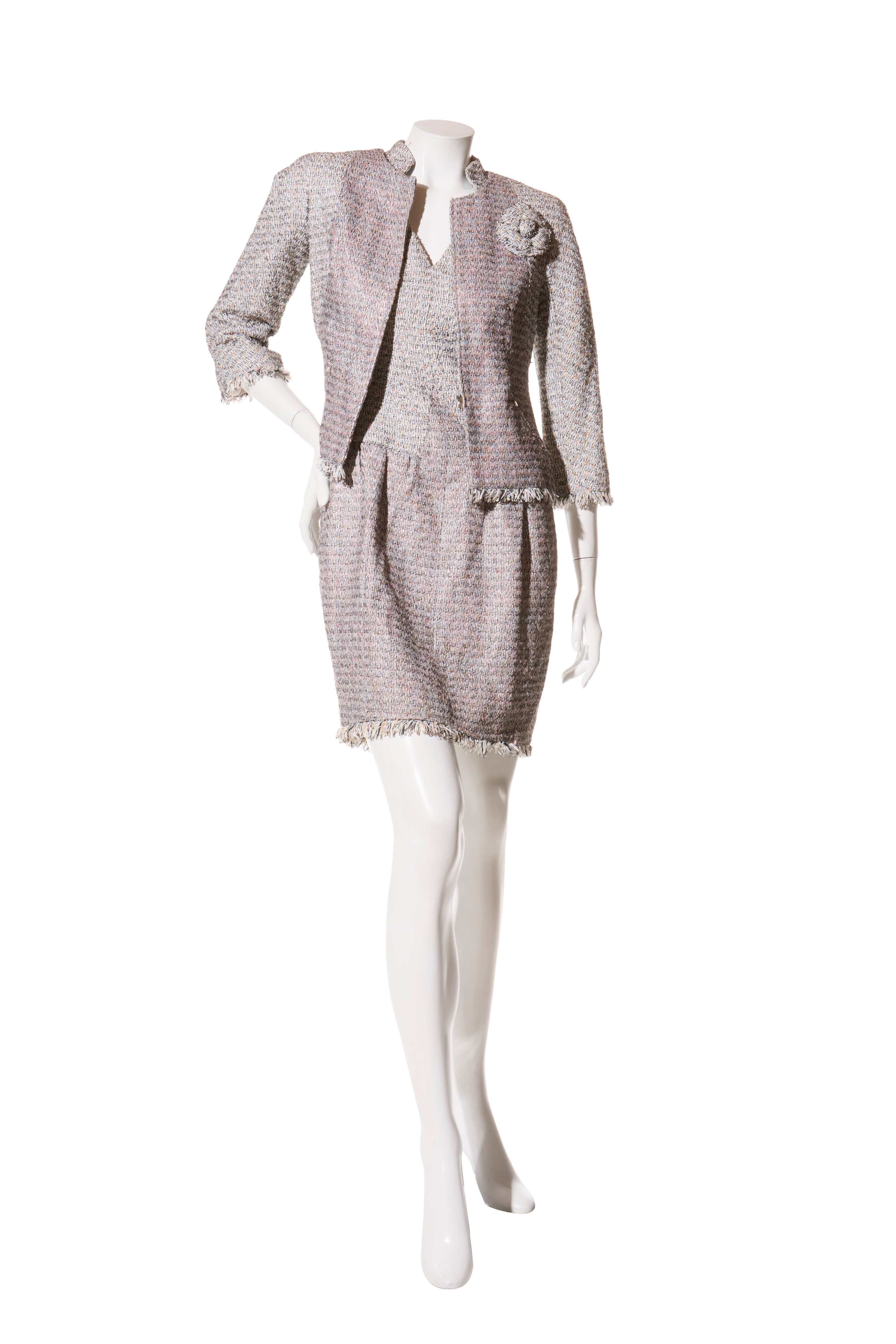 Chanel Spring/Summer 2010 Pastel Tweed Dress & Jacket Set FR 36 / US 4