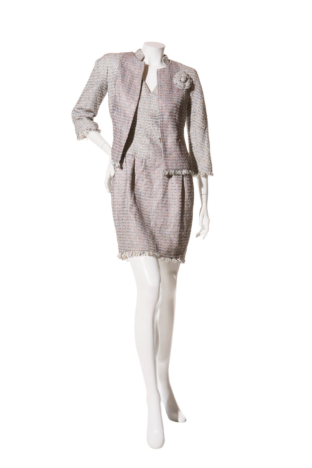 Chanel Spring/Summer 2010 Pastel Tweed Dress & Jacket Set FR 36 / US 4
