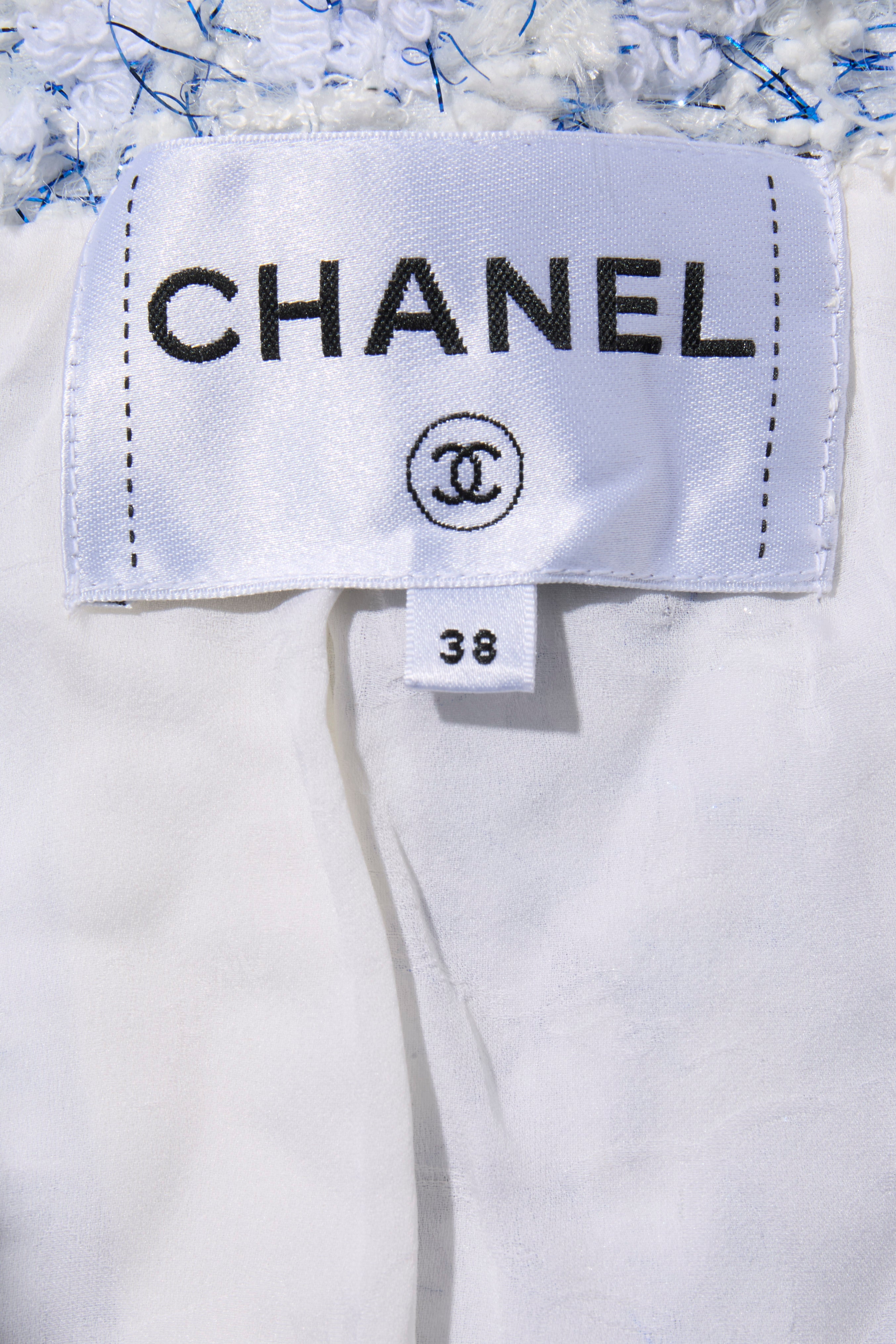 Chanel SS18 Light Blue Fantasy Tweed Jacket FR 38 Documented