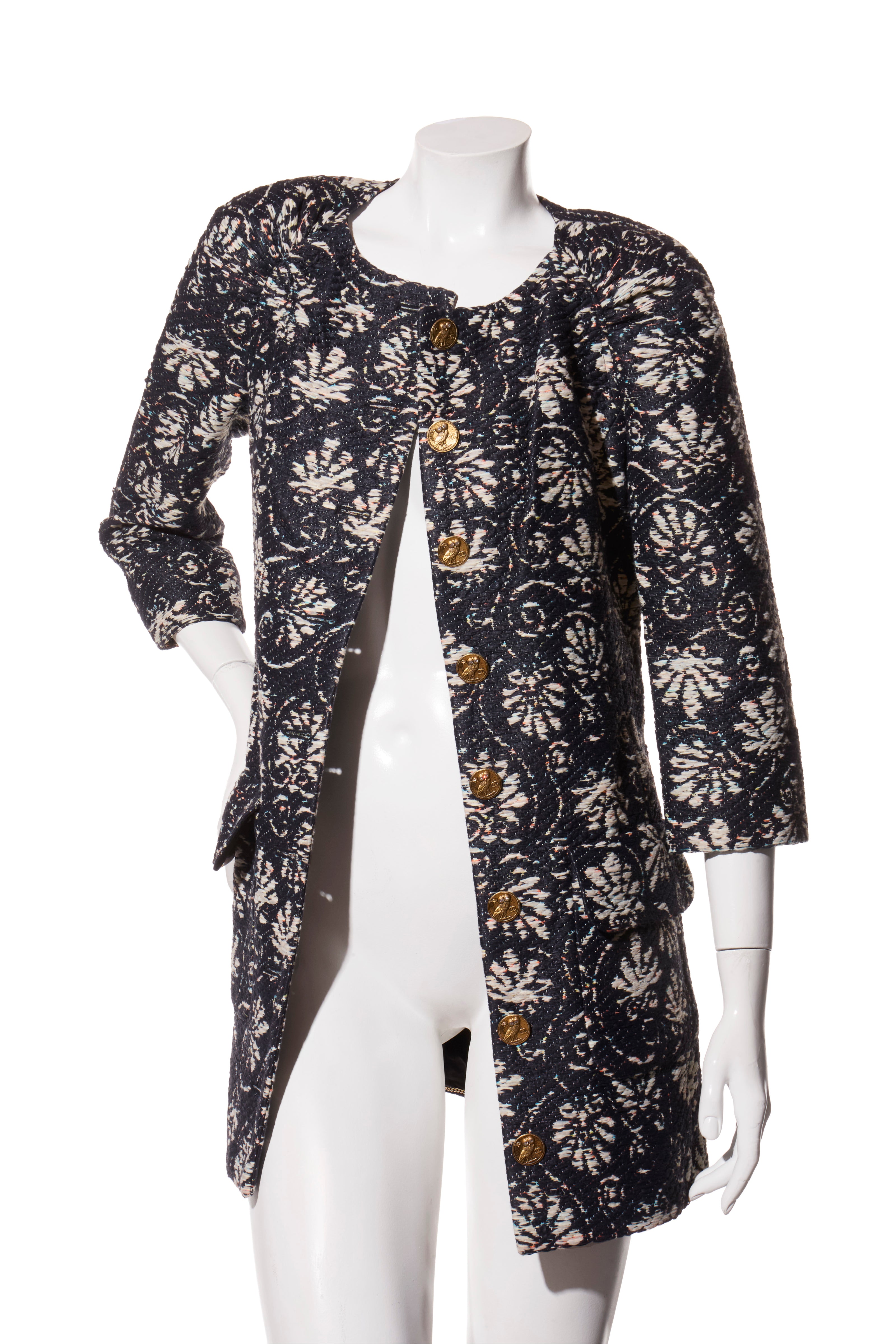 Chanel Cruise 2018 Greece Runway Collection Navy Tweed Jacket Dress FR 36