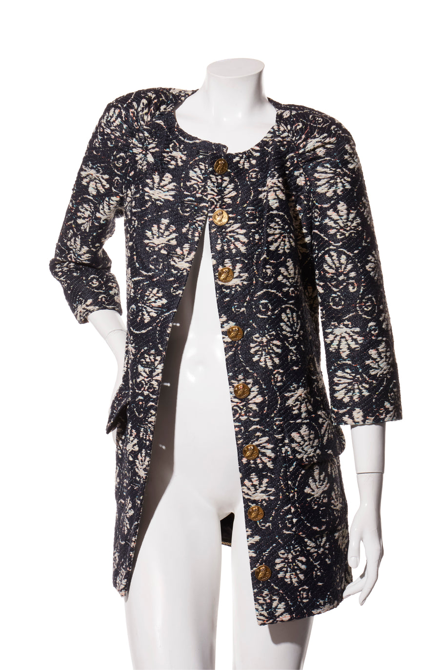 Chanel Cruise 2018 Greece Runway Collection Navy Tweed Jacket Dress FR 36