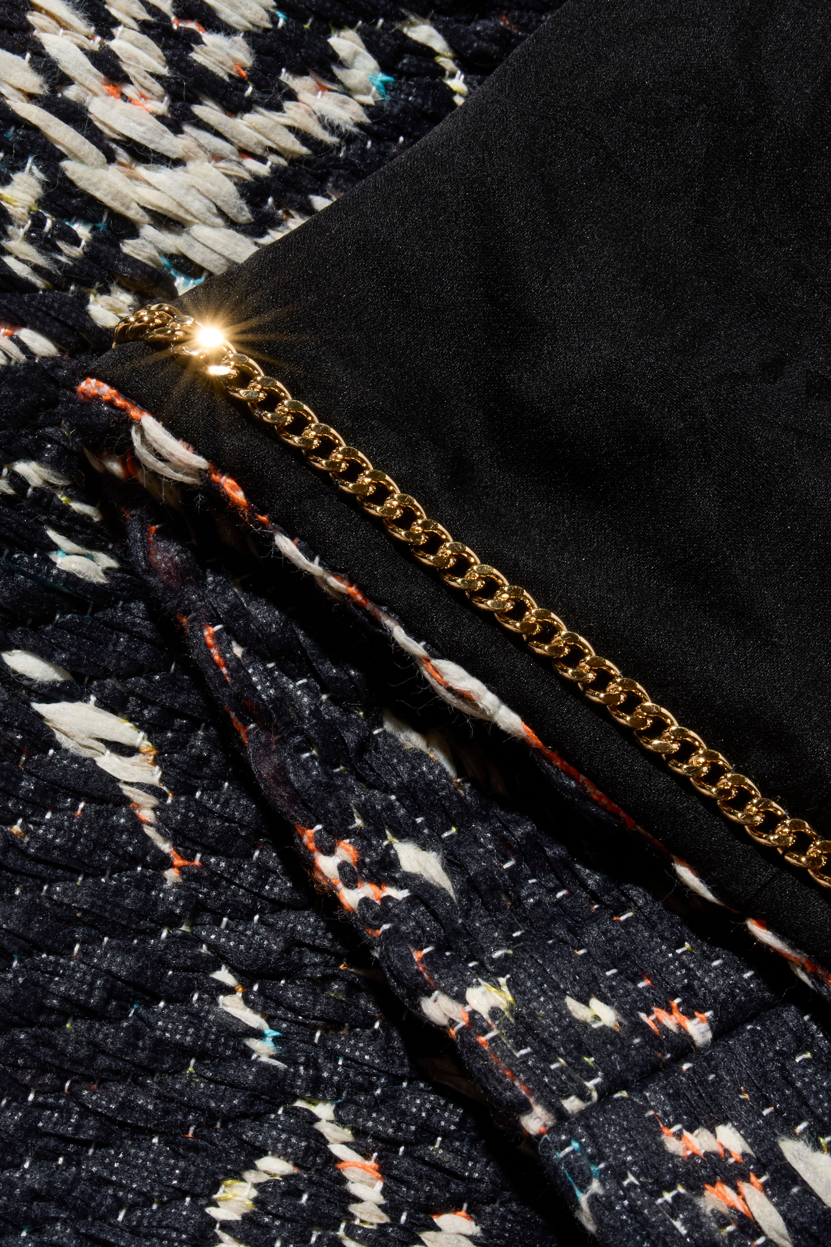 Chanel Cruise 2018 Greece Runway Collection Navy Tweed Jacket Dress FR 36