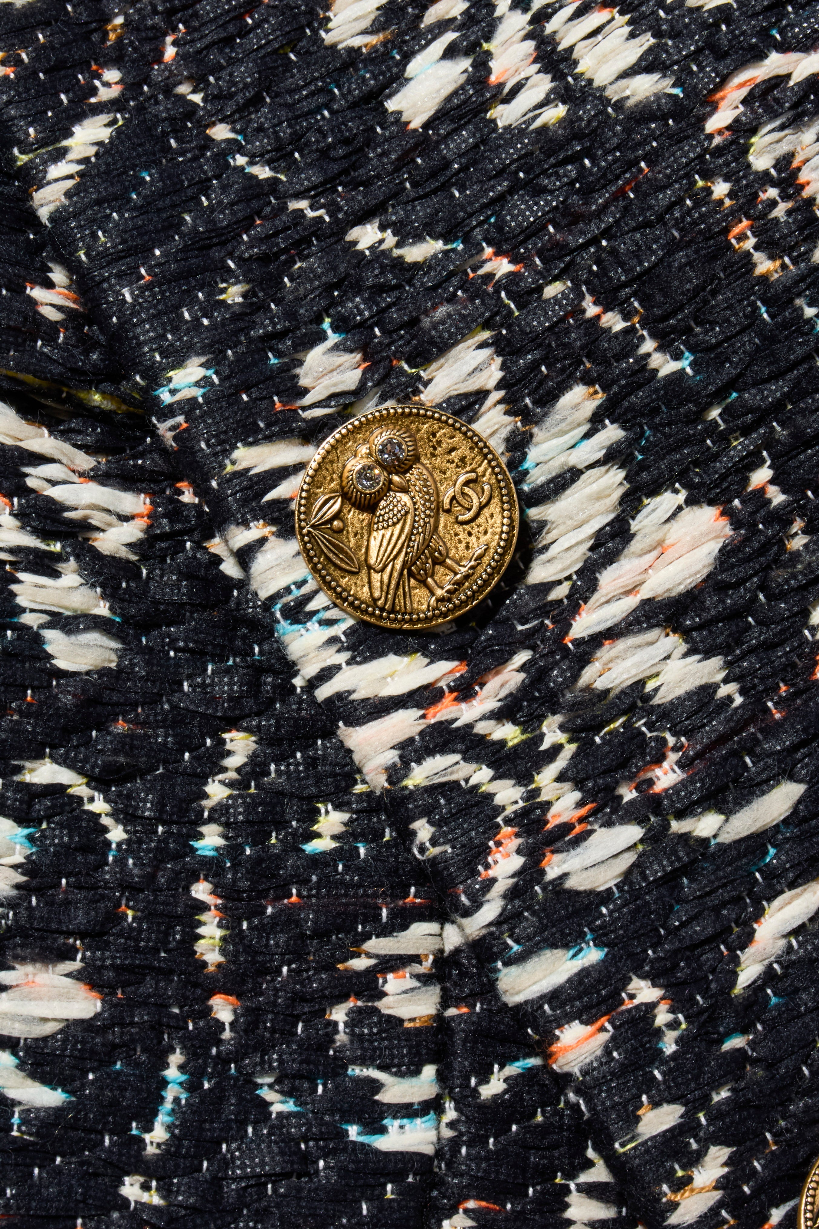 Chanel Cruise 2018 Greece Runway Collection Navy Tweed Jacket Dress FR 36