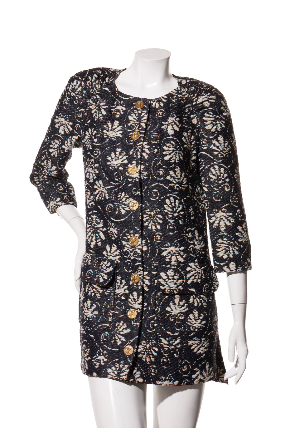 Chanel Cruise 2018 Greece Runway Collection Navy Tweed Jacket Dress FR 36