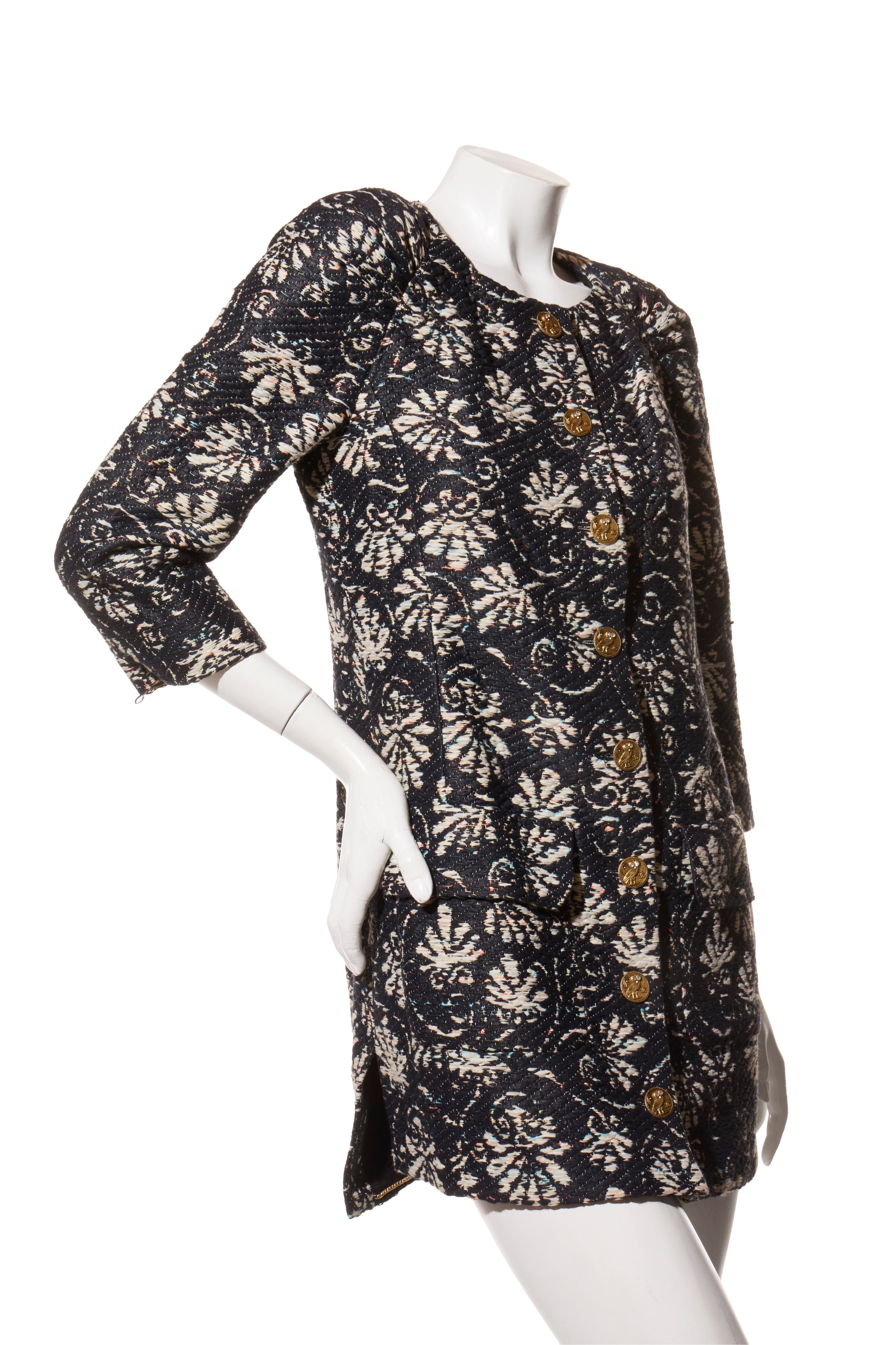 Chanel Cruise 2018 Greece Runway Collection Navy Tweed Jacket Dress FR 36