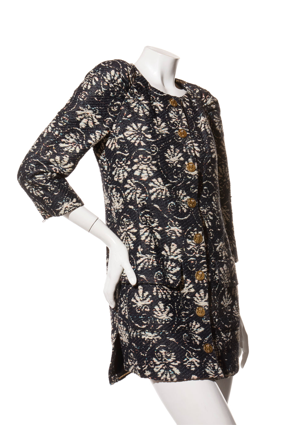 Chanel Cruise 2018 Greece Runway Collection Navy Tweed Jacket Dress FR 36