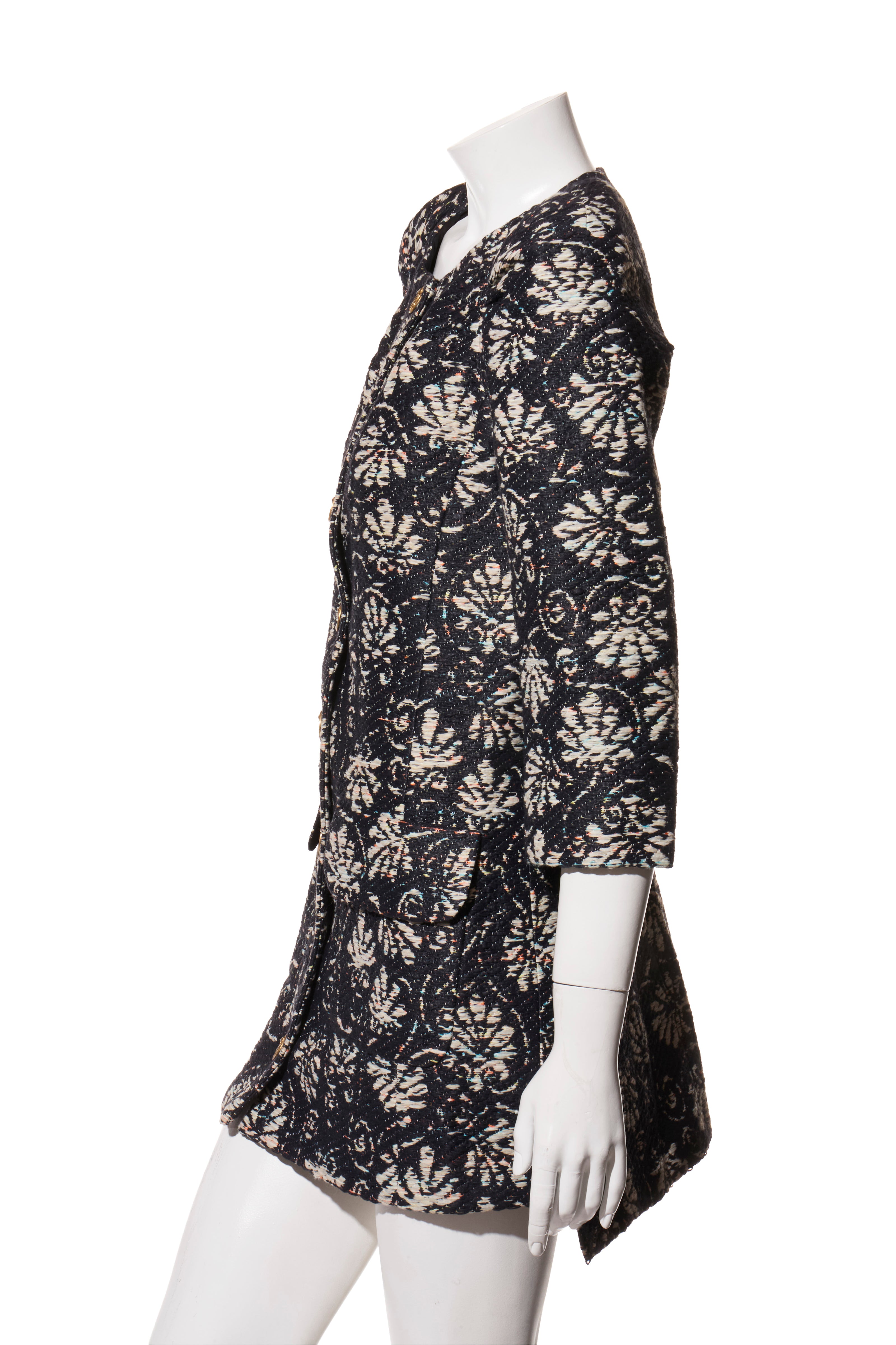 Chanel Cruise 2018 Greece Runway Collection Navy Tweed Jacket Dress FR 36