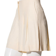 Chanel Spring 2012 Cream Silk Pleated Shorts with Crystal CC Button FR 38