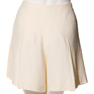 Chanel Spring 2012 Cream Silk Pleated Shorts with Crystal CC Button FR 38