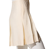 Chanel Spring 2012 Cream Silk Pleated Shorts with Crystal CC Button FR 38