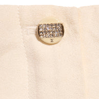 Chanel Spring 2012 Cream Silk Pleated Shorts with Crystal CC Button FR 38