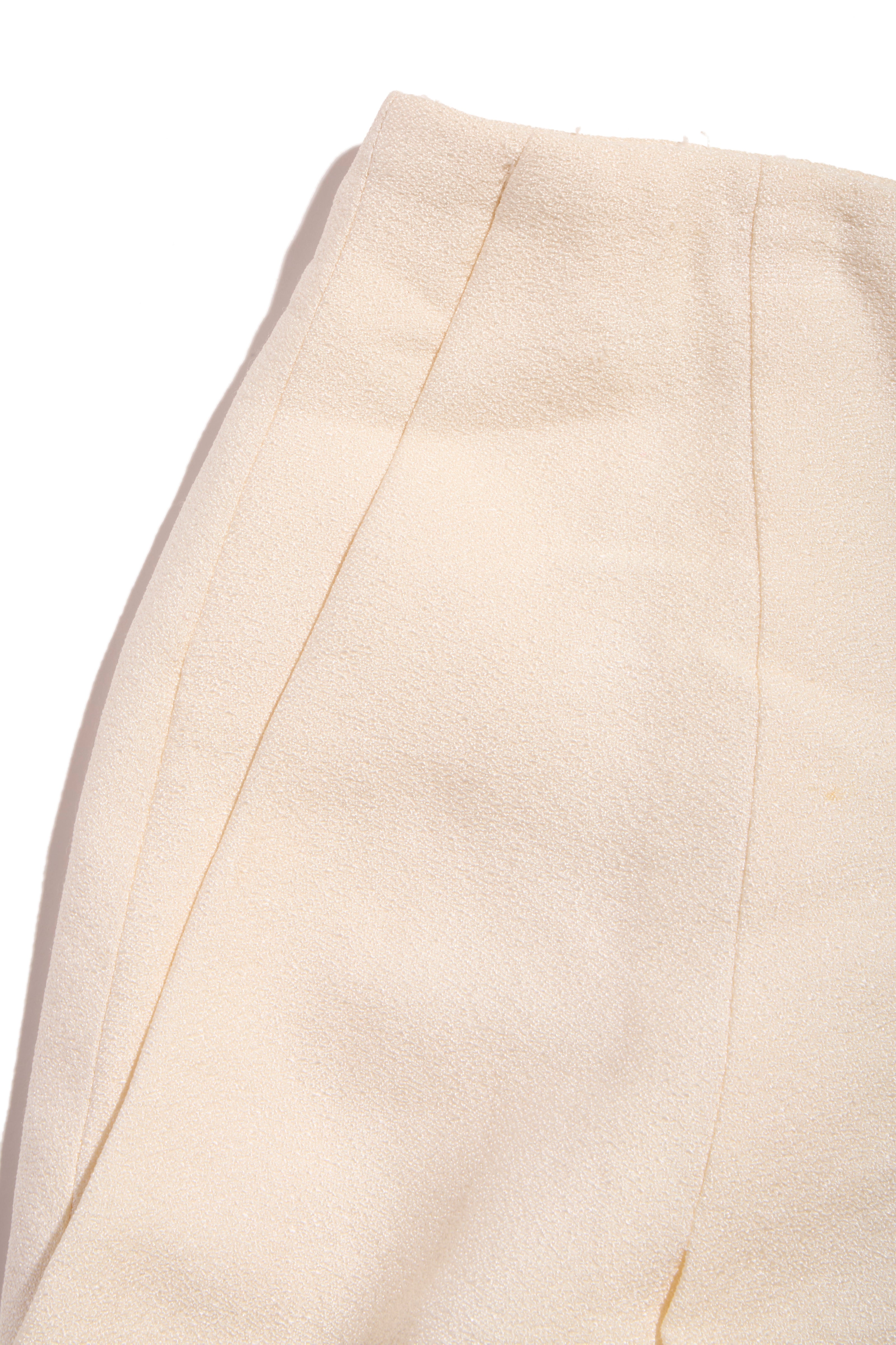 Chanel Spring 2012 Cream Silk Pleated Shorts with Crystal CC Button FR 38