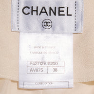 Chanel Spring 2012 Cream Silk Pleated Shorts with Crystal CC Button FR 38