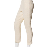 Chanel 2019 La Pausa Runway Cream Bouclé Tweed Suit Jacket & Pant Set Size 36