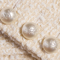 Chanel 2019 La Pausa Runway Cream Bouclé Tweed Suit Jacket & Pant Set Size 36