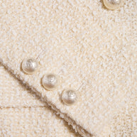 Chanel 2019 La Pausa Runway Cream Bouclé Tweed Suit Jacket & Pant Set Size 36