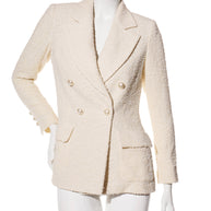 Chanel 2019 La Pausa Runway Cream Bouclé Tweed Suit Jacket & Pant Set Size 36