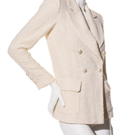 Chanel 2019 La Pausa Runway Cream Bouclé Tweed Suit Jacket & Pant Set Size 36