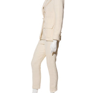 Chanel 2019 La Pausa Runway Cream Bouclé Tweed Suit Jacket & Pant Set Size 36