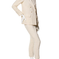 Chanel 2019 La Pausa Runway Cream Bouclé Tweed Suit Jacket & Pant Set Size 36