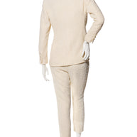 Chanel 2019 La Pausa Runway Cream Bouclé Tweed Suit Jacket & Pant Set Size 36
