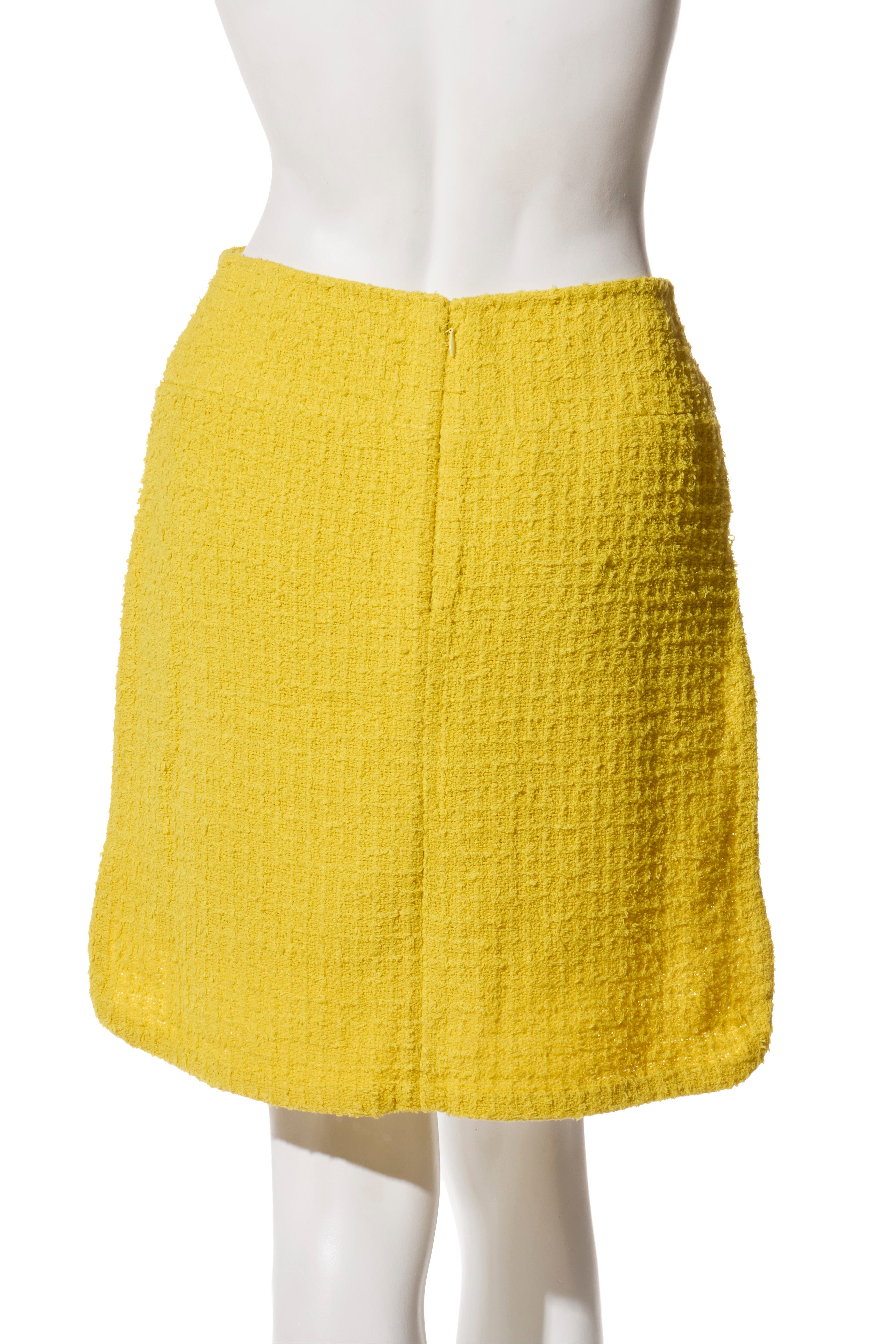 Chanel Spring/Summer 2022 Runway Yellow Tweed Skirt Suit, FR 36 / 34