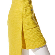 Chanel Spring/Summer 2022 Runway Yellow Tweed Skirt Suit, FR 36 / 34