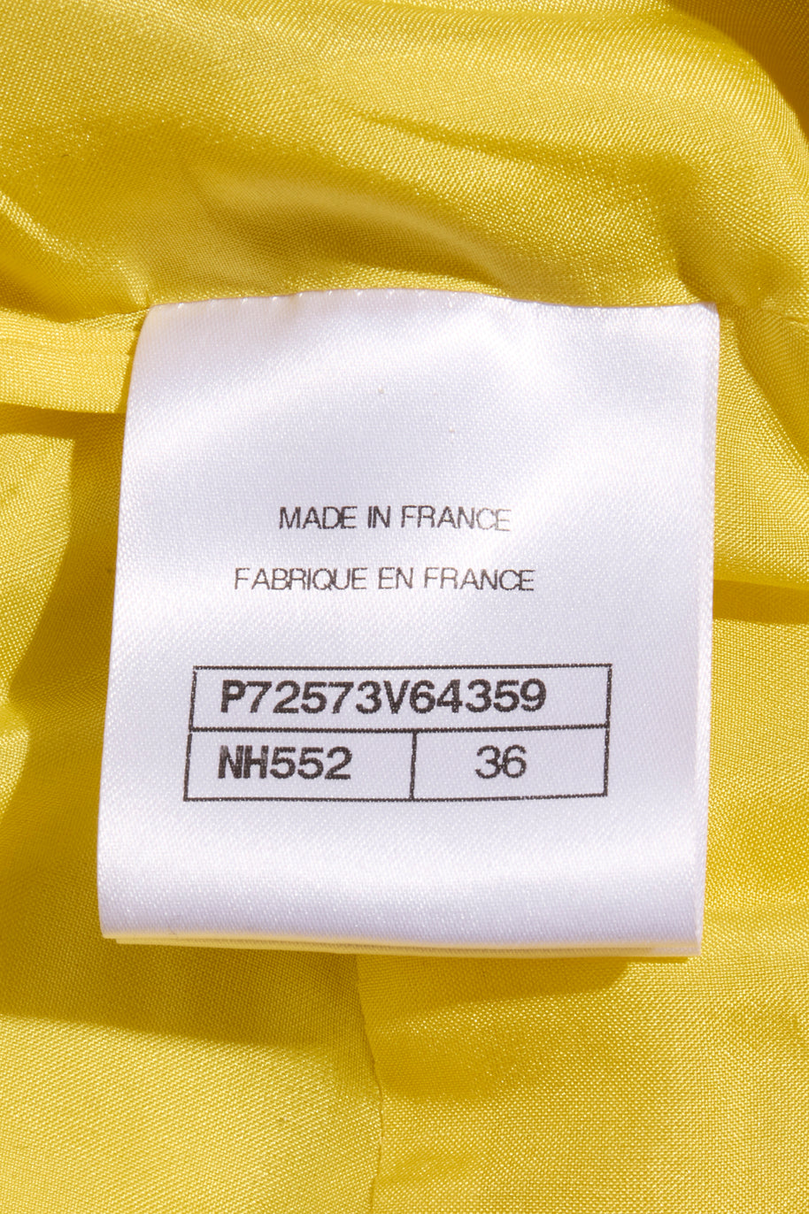 Chanel Spring/Summer 2022 Runway Yellow Tweed Skirt Suit, FR 36 / 34