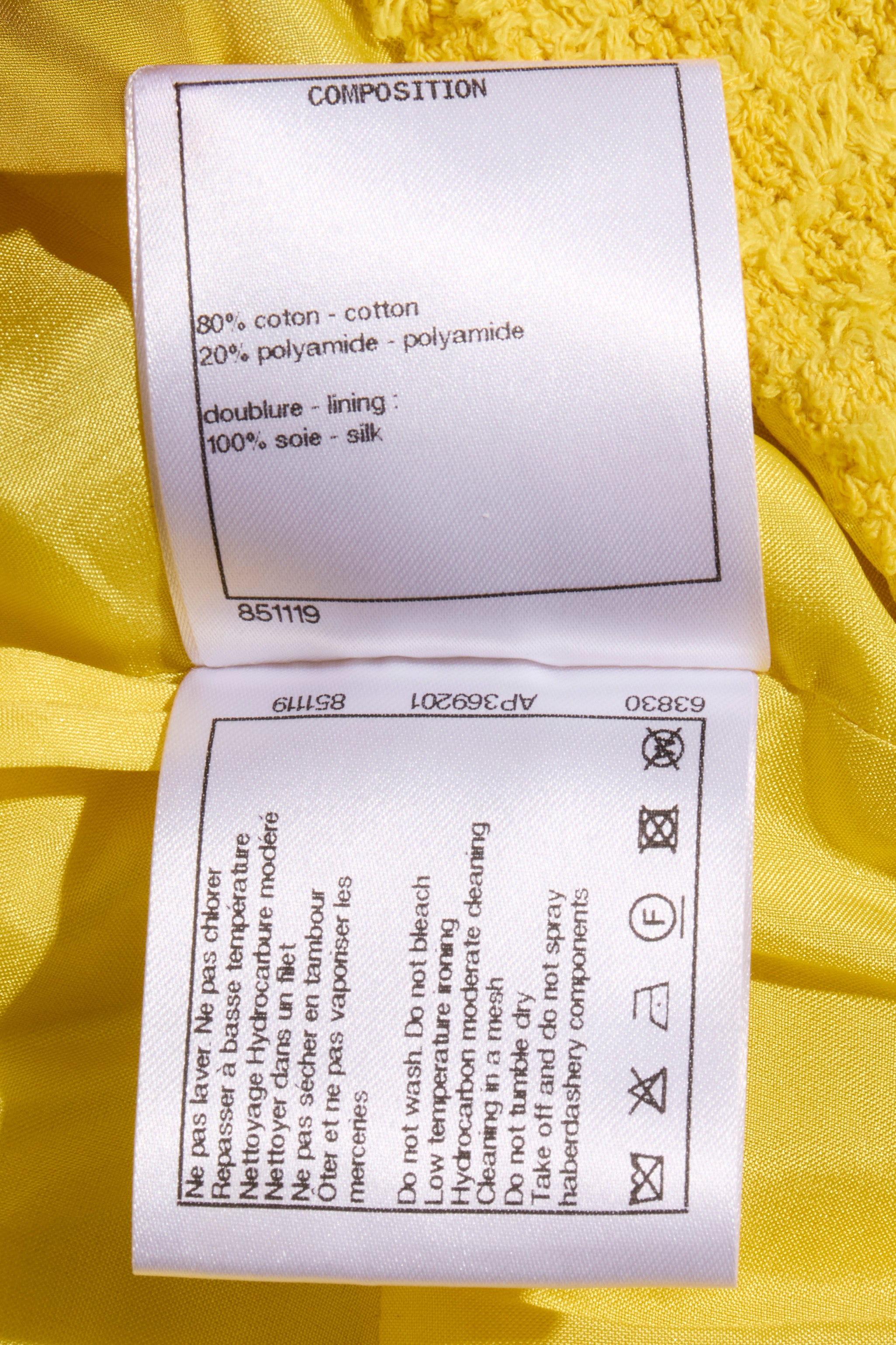 Chanel Spring/Summer 2022 Runway Yellow Tweed Skirt Suit, FR 36 / 34