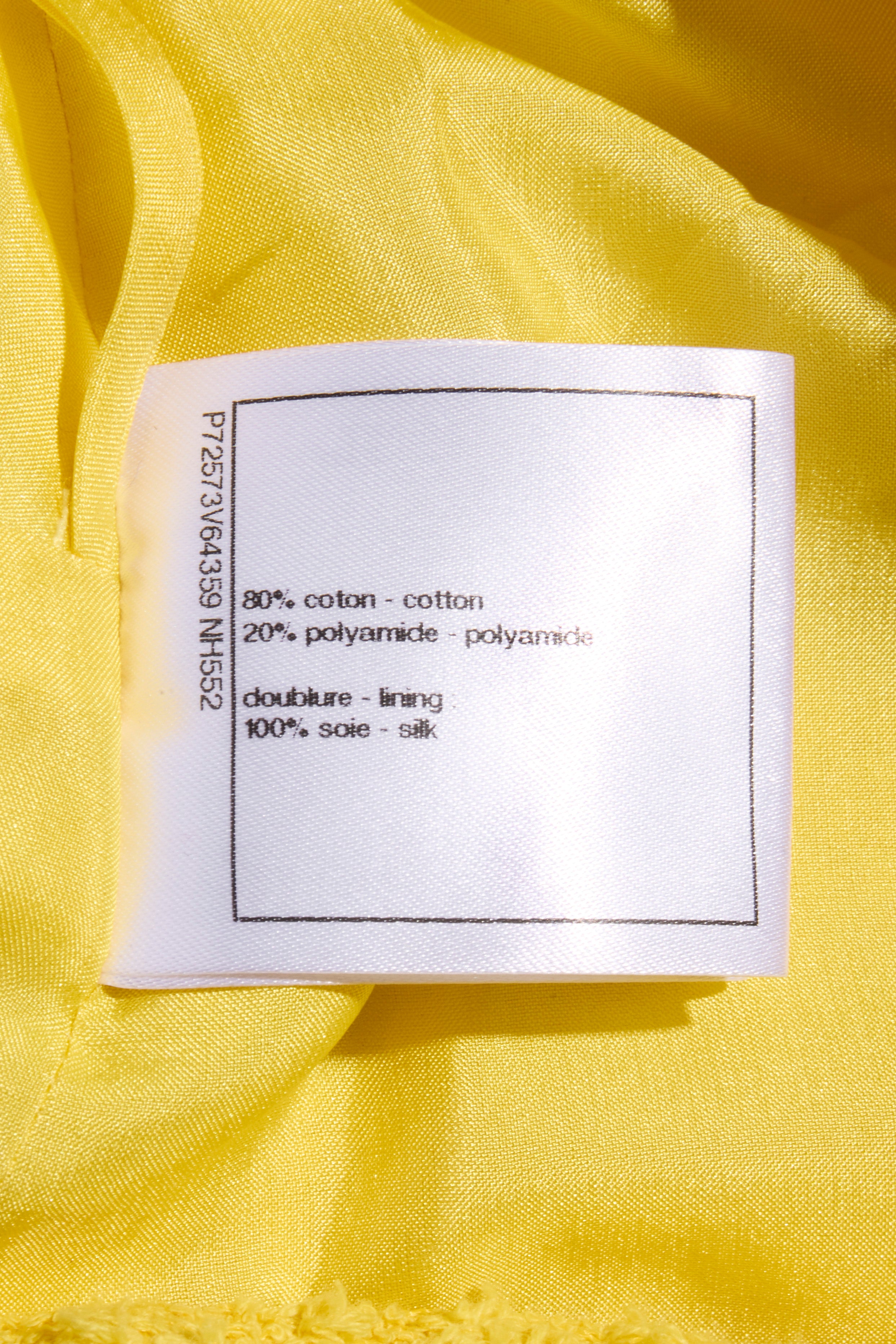 Chanel Spring/Summer 2022 Runway Yellow Tweed Skirt Suit, FR 36 / 34