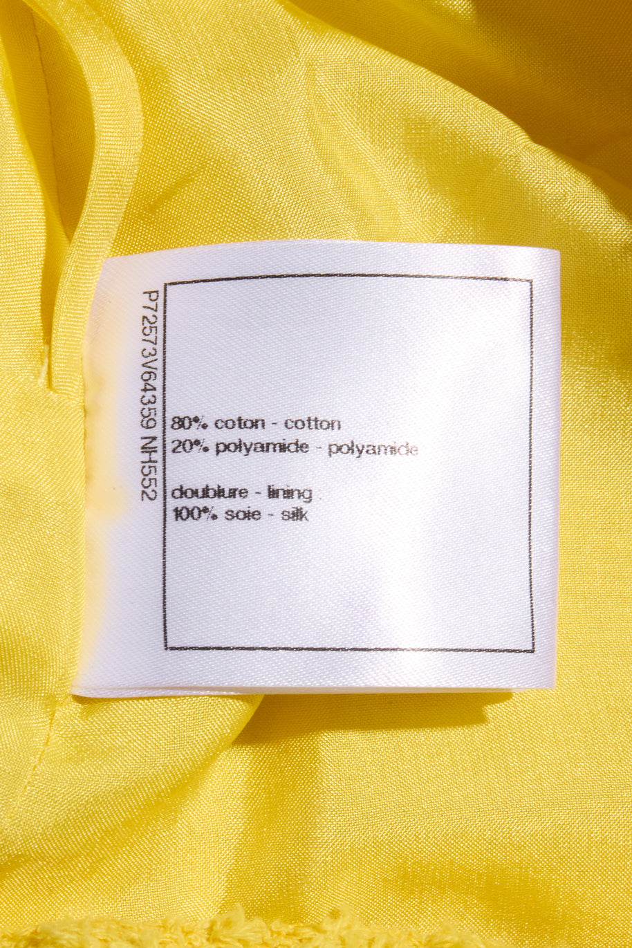 Chanel Spring/Summer 2022 Runway Yellow Tweed Skirt Suit, FR 36 / 34