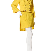 Chanel Spring/Summer 2022 Runway Yellow Tweed Skirt Suit, FR 36 / 34