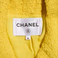 Chanel Spring/Summer 2022 Runway Yellow Tweed Skirt Suit, FR 36 / 34