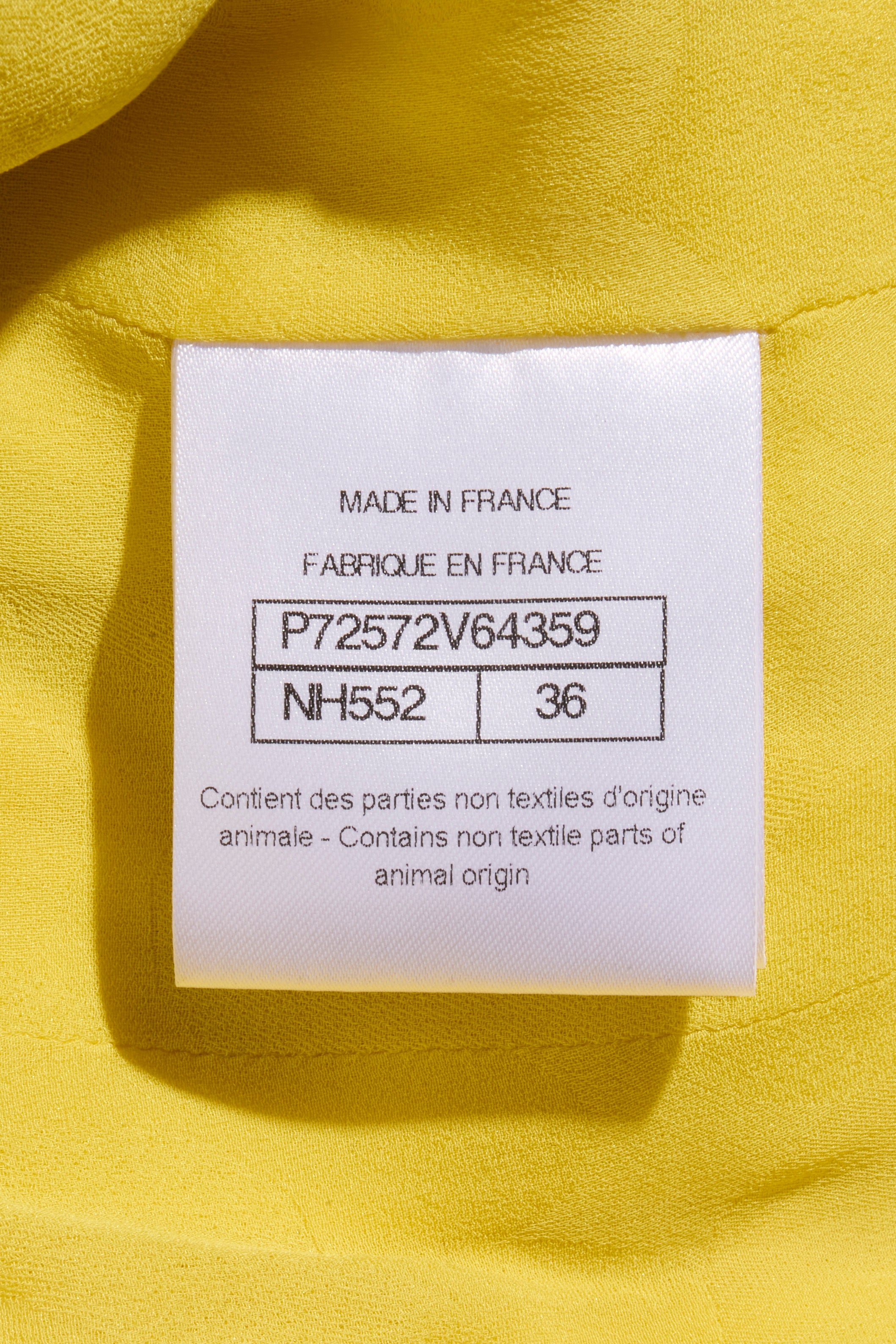 Chanel Spring/Summer 2022 Runway Yellow Tweed Skirt Suit, FR 36 / 34