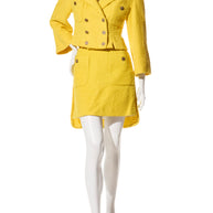 Chanel Spring/Summer 2022 Runway Yellow Tweed Skirt Suit, FR 36 / 34
