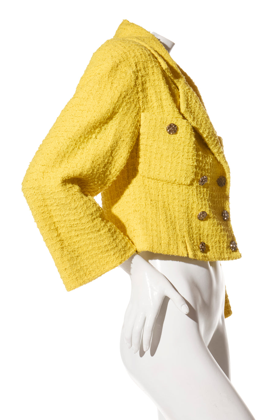 Chanel Spring/Summer 2022 Runway Yellow Tweed Skirt Suit, FR 36 / 34