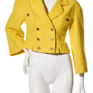 Chanel Spring/Summer 2022 Runway Yellow Tweed Skirt Suit, FR 36 / 34