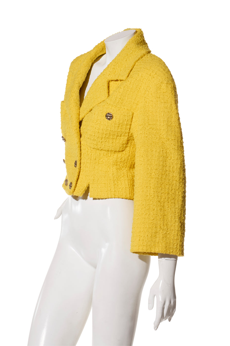 Chanel Spring/Summer 2022 Runway Yellow Tweed Skirt Suit, FR 36 / 34